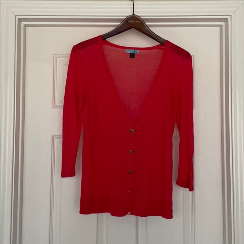 Cynthia Rowley lightweight red cardigan size M